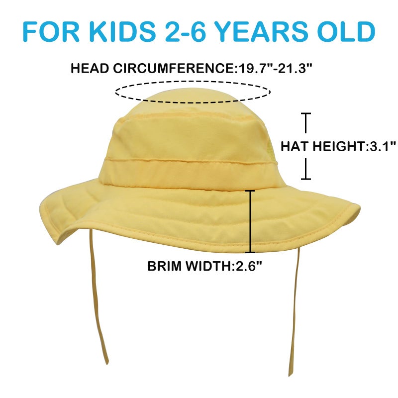 Connectyle Kids UPF 50+ Bucket Sun Hat UV Sun Protection Hats Wide Brim Summer Beach Hat Yellow - Image 2